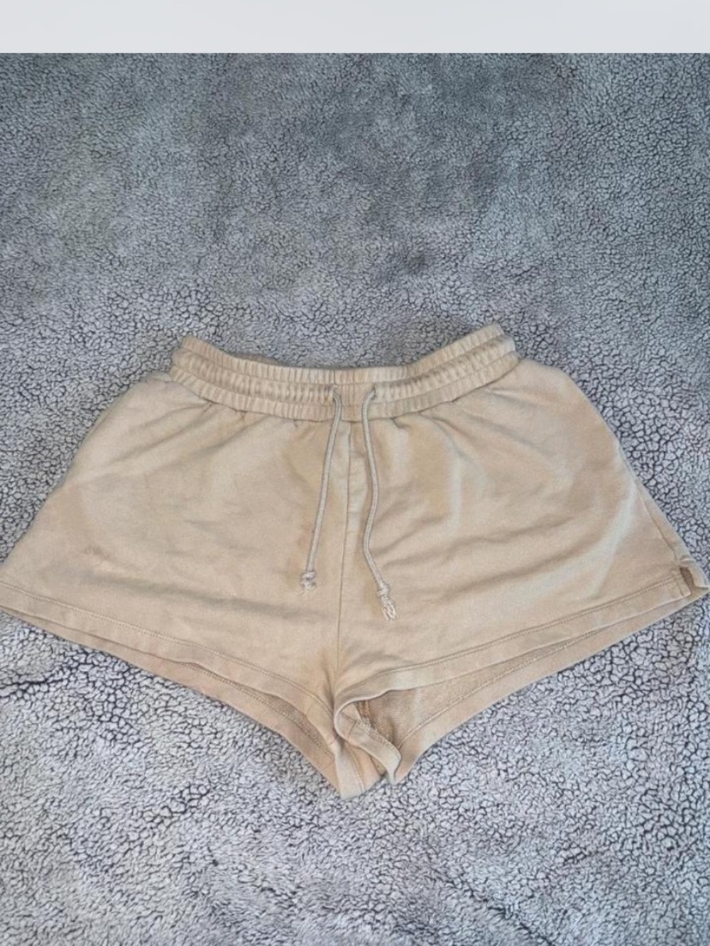 H&M Neutral Beige High-Waist Drawstring Athletic Shorts